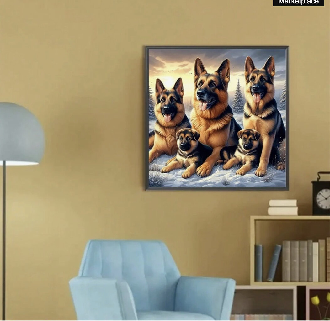 Deimantinė mozaika „Vokiečių aviganių šeima“