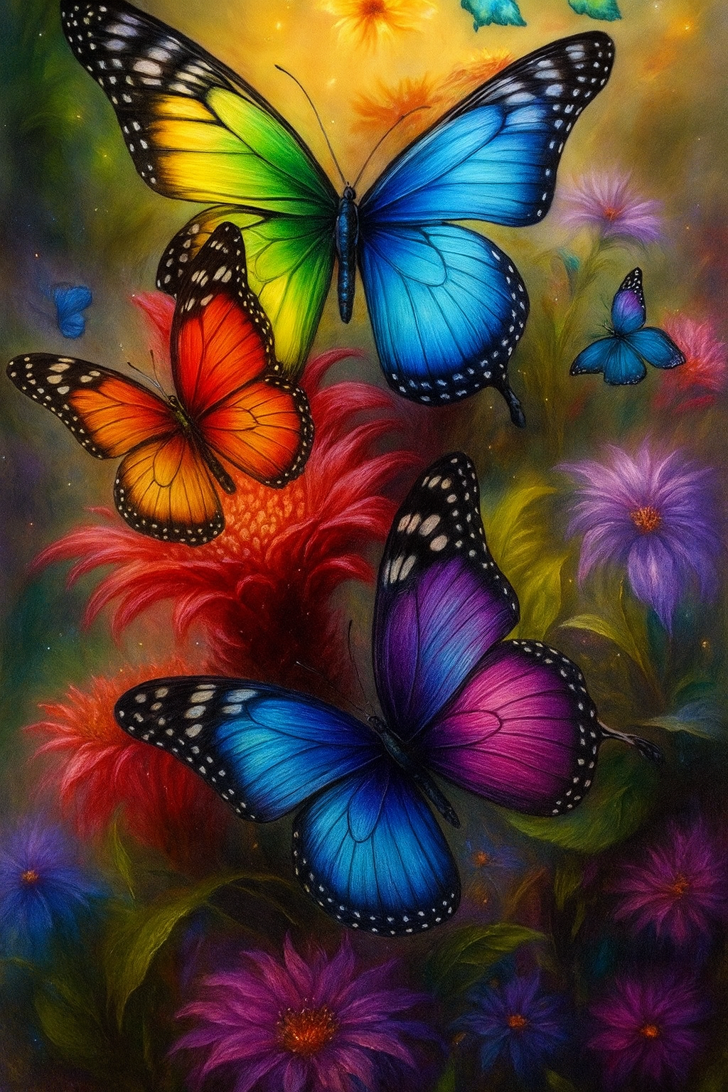 Tapyba pagal skaičius "Spalvų simfonija su drugeliais" 