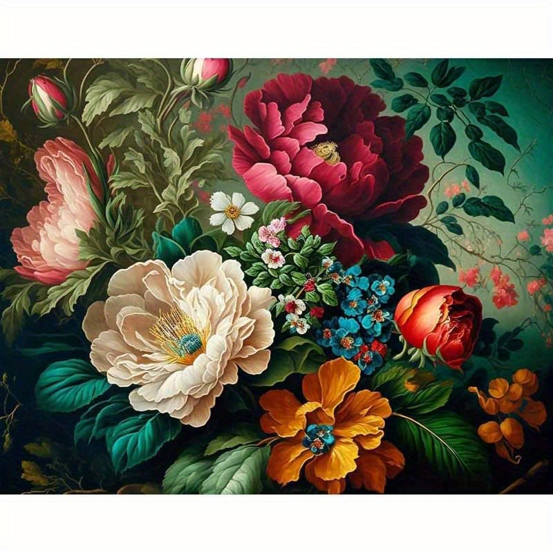 Tapyba pagal skaičius „Prabangi gėlių puokštė“