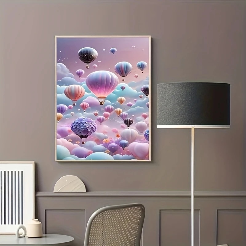 Deimantinė mozaika „Rožinis dangus su oro balionais“