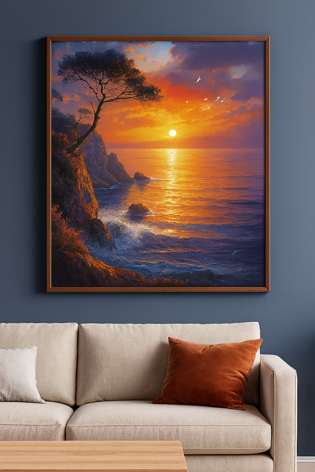 Tapyba pagal skaičius "Saulėlydis prie jūros"