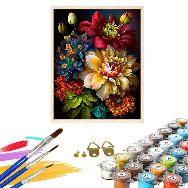 Tapyba pagal skaičius "Spalvinga gėlių puokštė" 