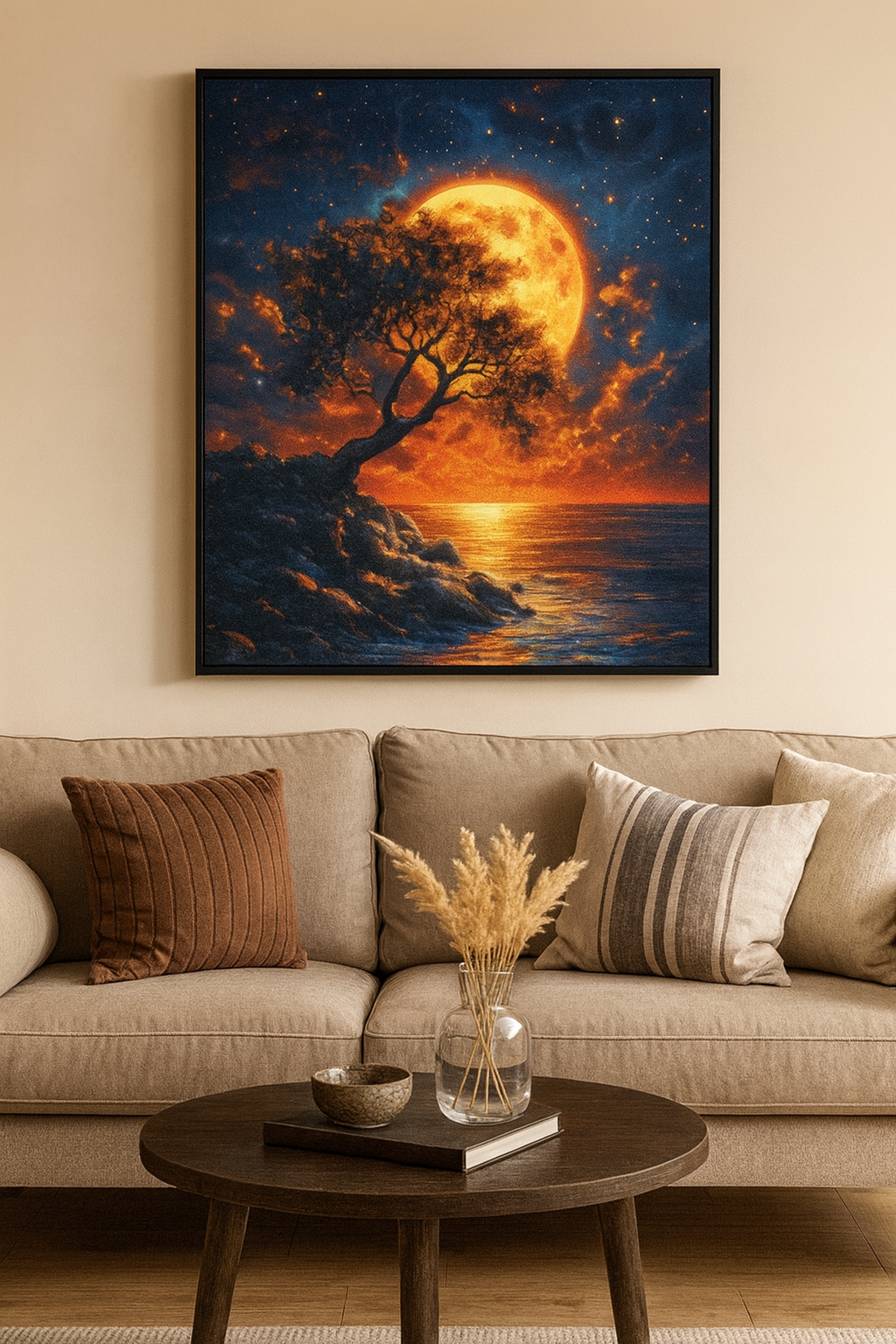 Tapyba pagal skaičius „Mėnulio šviesa virš jūros“