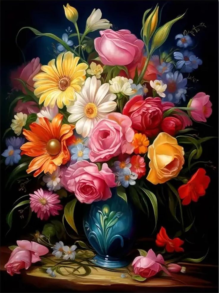 Tapyba pagal skaičius „Gėlių puokštės elegancija“