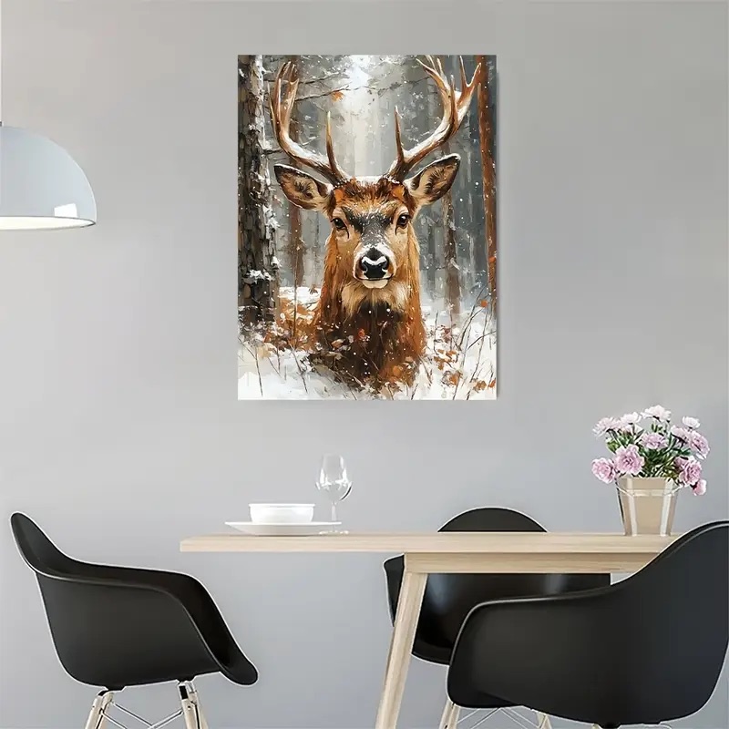 Tapyba pagal skaičius "Elnias žiemos miške" 