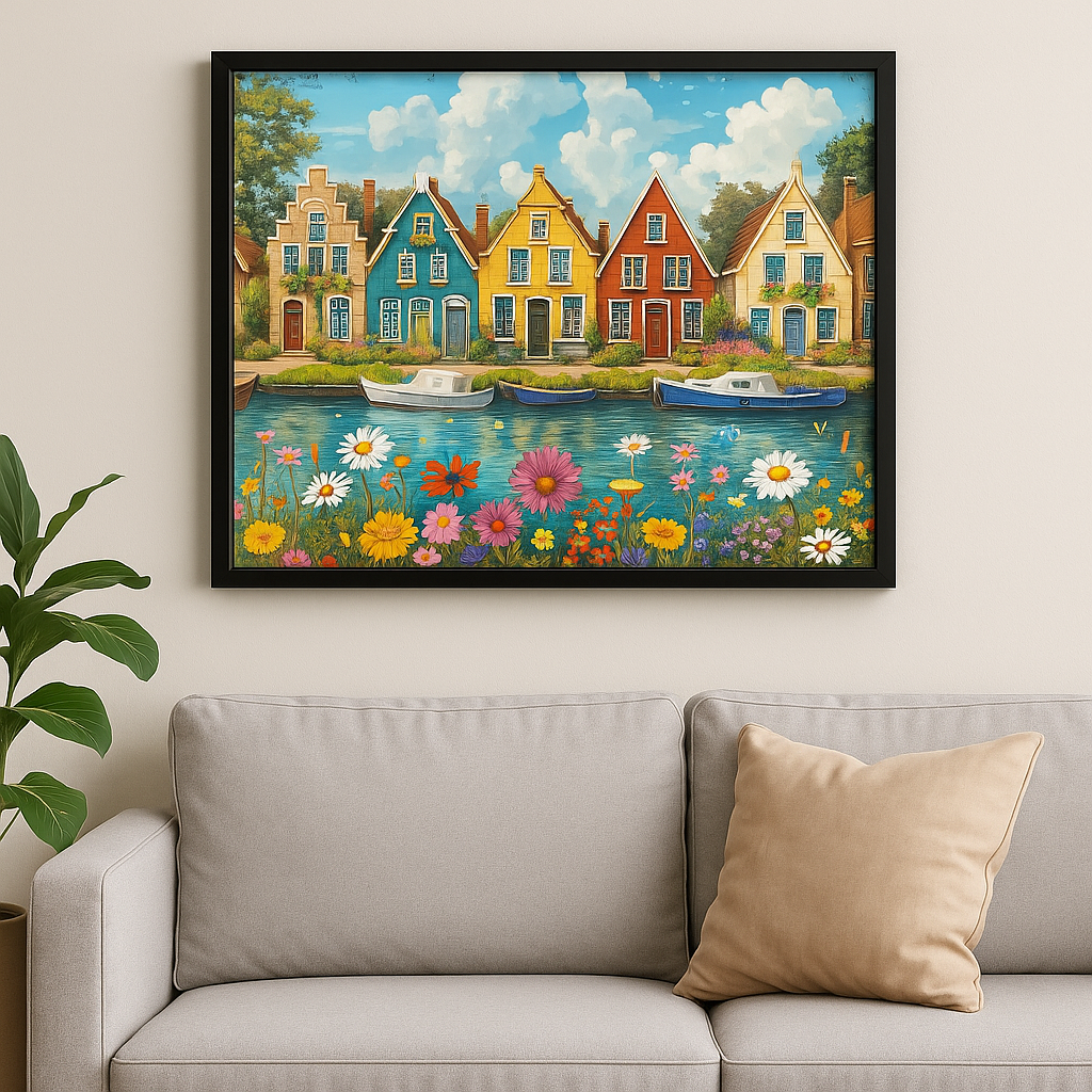 Tapyba pagal skaičius "Spalvingas kanalų miestelis"