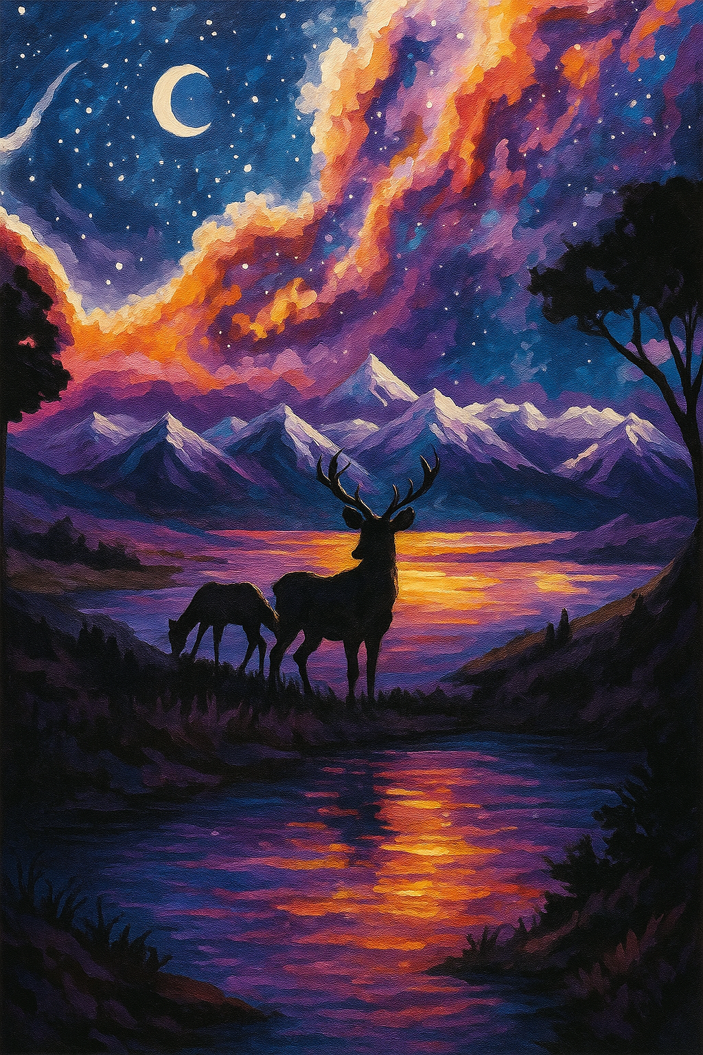 Tapyba pagal skaičius „Elnių paslaptys po žvaigždėmis“