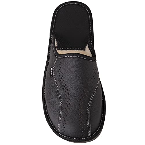 Vyriškos odinės šlepetės "Bosaco" su vilna viduje