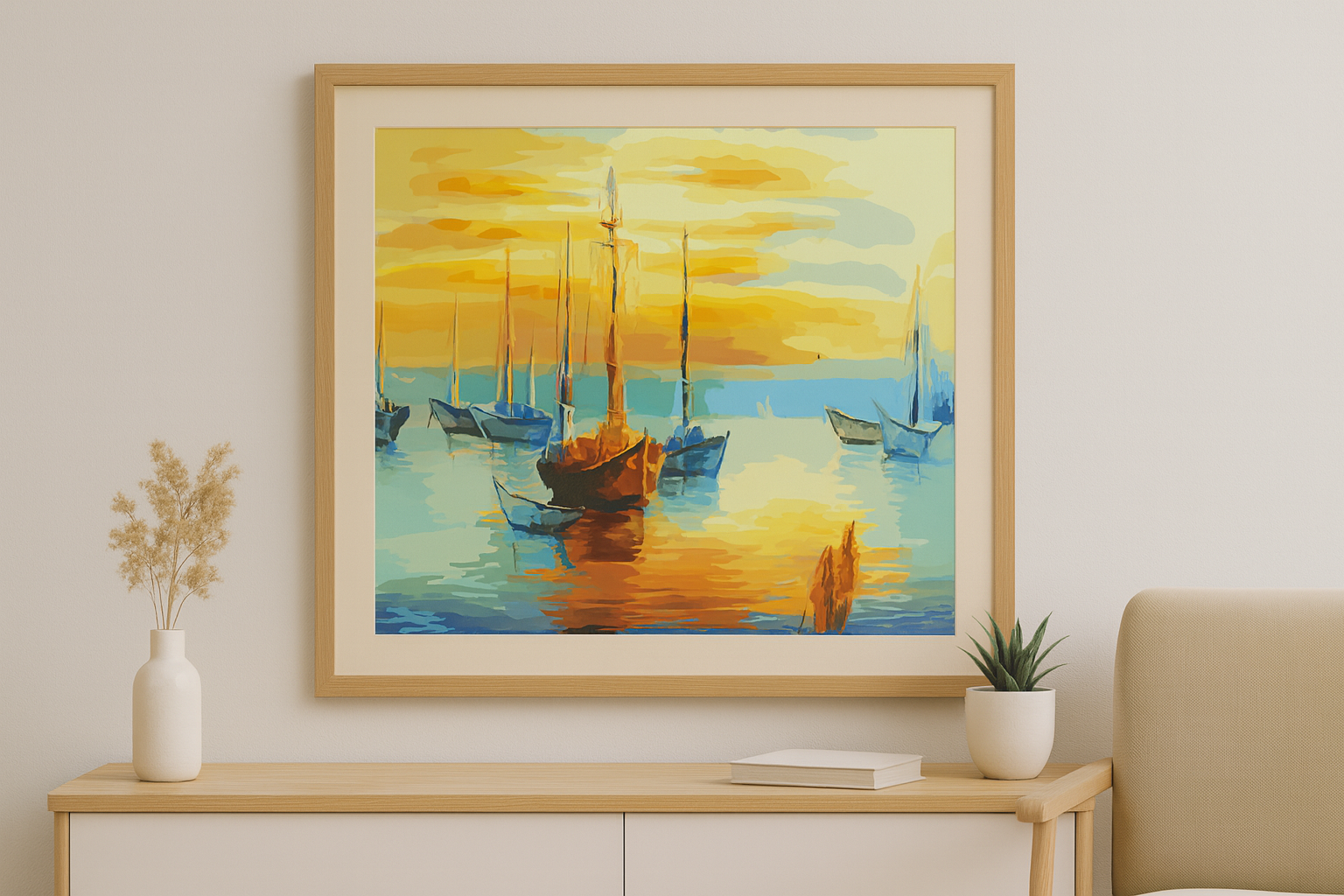 Tapyba pagal skaičius "Auksinis saulėlydis uoste"