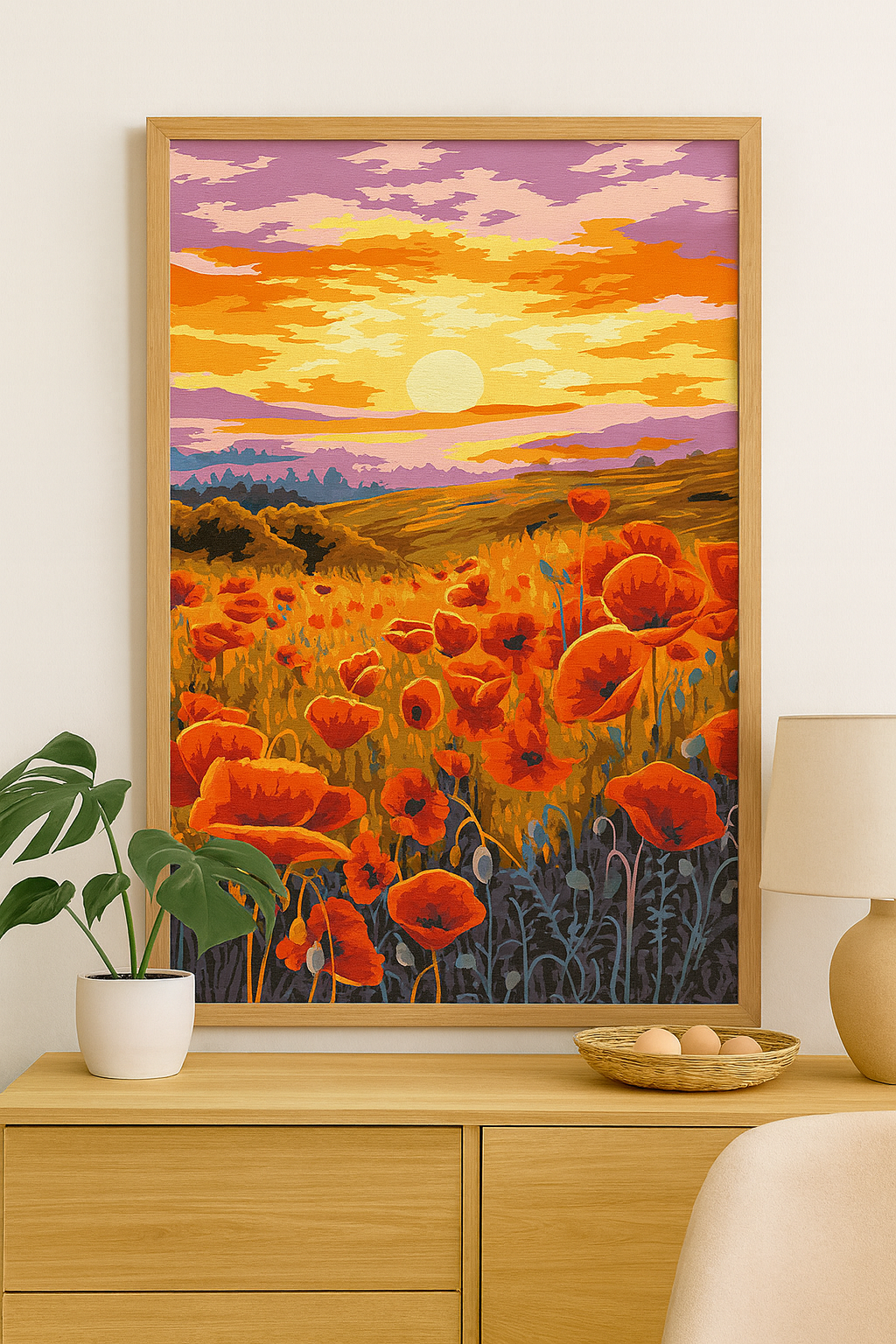 Tapyba pagal skaičius „Aguonų laukas saulėlydyje“