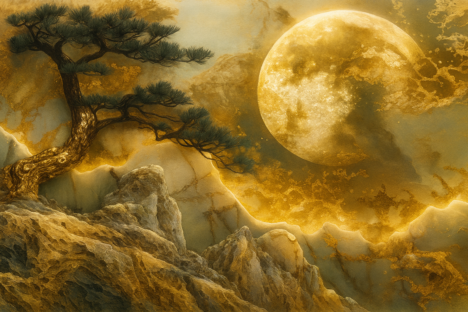 Deimantinė mozaika „Auksinė mėnulio šviesa“