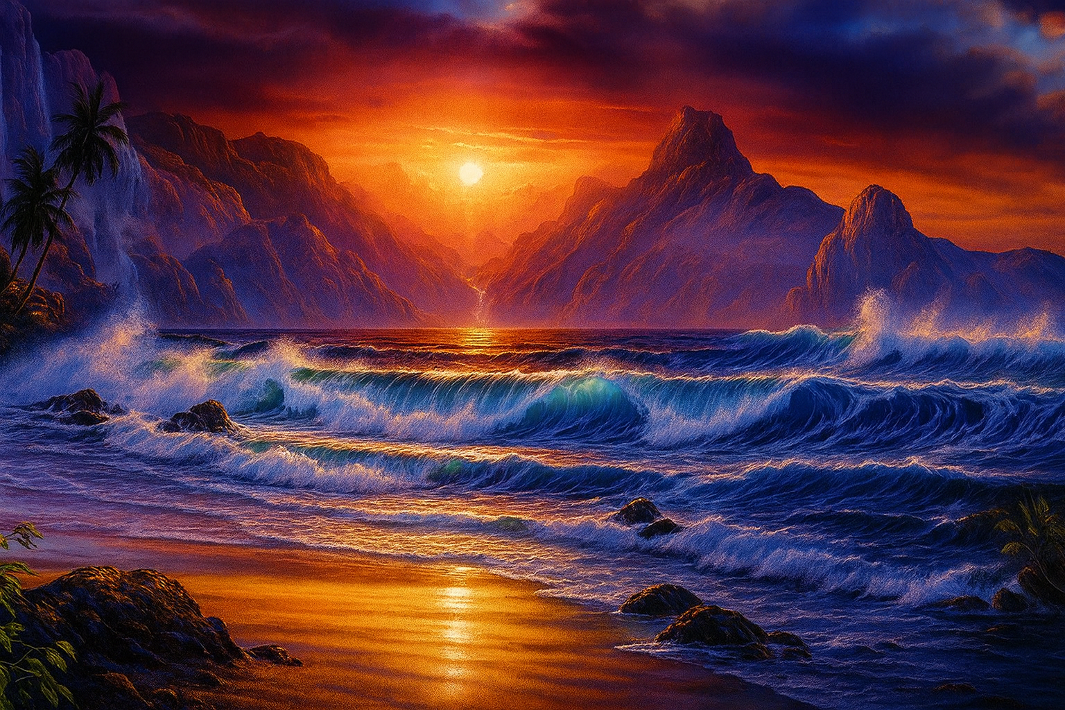 Deimantinė mozaika „Saulėlydžio banga“