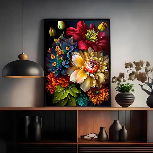 Tapyba pagal skaičius "Spalvinga gėlių puokštė"