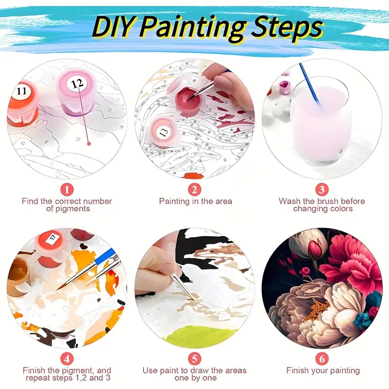 Tapyba pagal skaičius „Prabangios bijūnų gėlės“