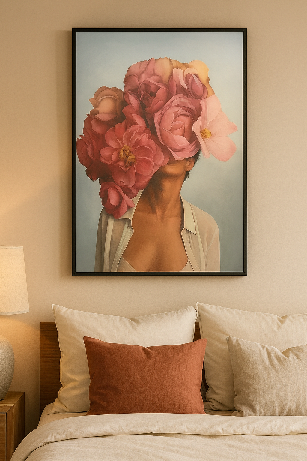 Tapyba pagal skaičius „Moteris su gėlių kauke“