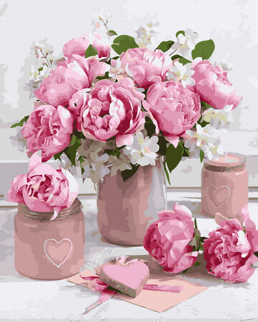 Tapyba pagal skaičius "Pionų švelnumas" 