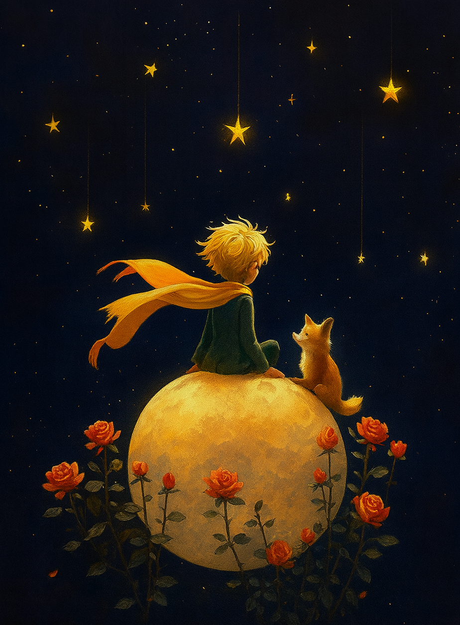 Deimantinė mozaika „Mažasis princas ir lapė po žvaigždėtu dangumi“