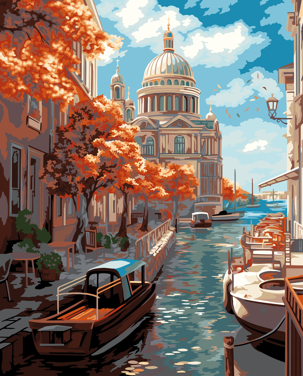 Tapyba pagal skaičius „Venecijos kanalai rudenį“