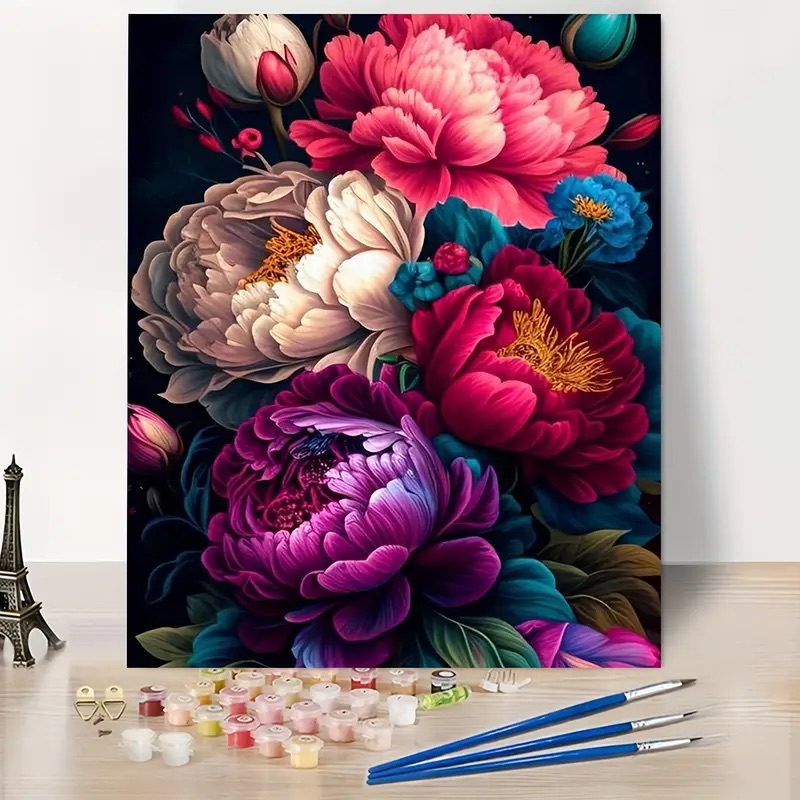 Tapyba pagal skaičius „Prabangios bijūnų gėlės“