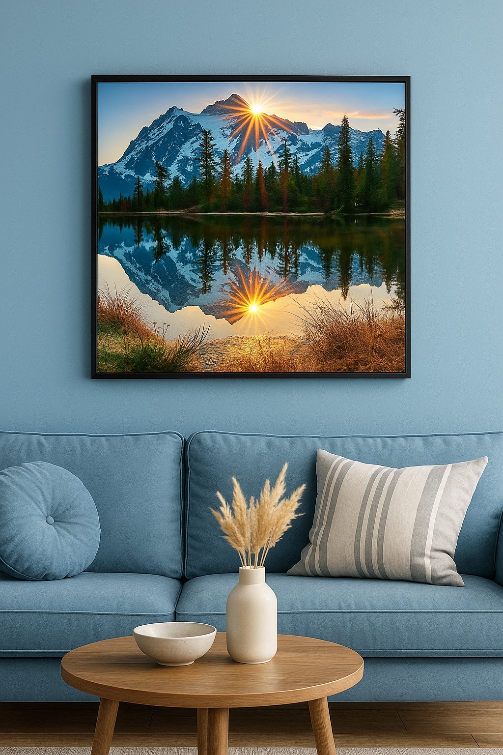 Tapyba pagal skaičius „Saulė virš kalnų“