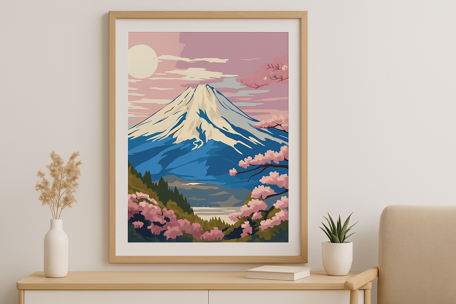 Tapyba pagal skaičius "Fudzijama saulėlydžio danguje"