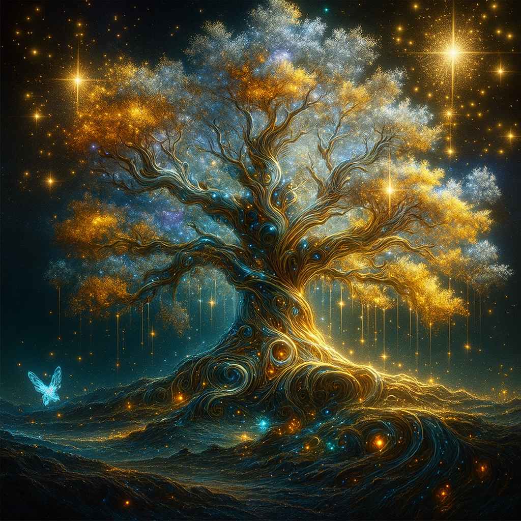 Deimantinė mozaika „Auksinis Gyvybės medis“