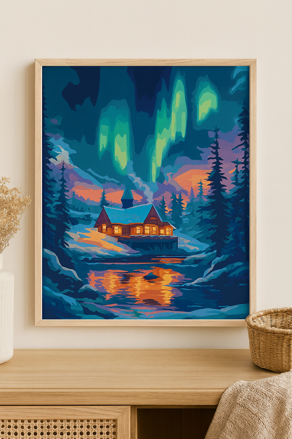 Tapyba pagal skaičius "Šiaurės pašvaistės magija"