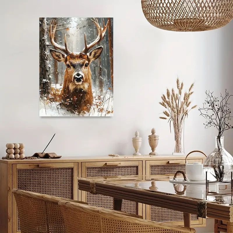 Tapyba pagal skaičius "Elnias žiemos miške"