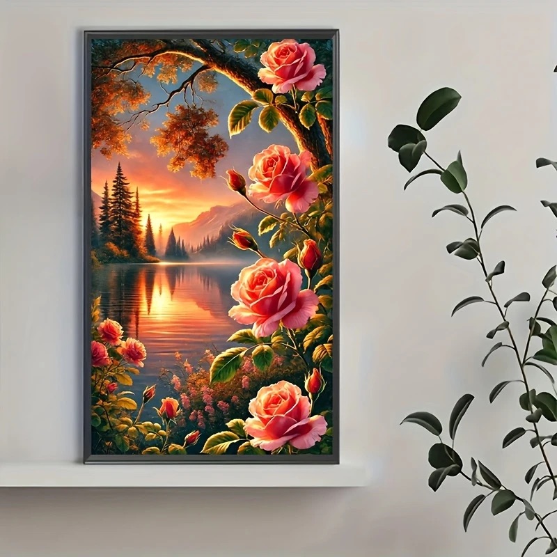 Deimantinė mozaika „Rožių žavesys saulėlydyje“