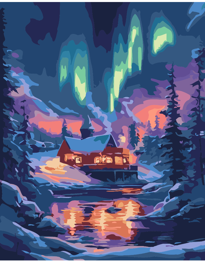 Tapyba pagal skaičius "Šiaurės pašvaistės magija" 