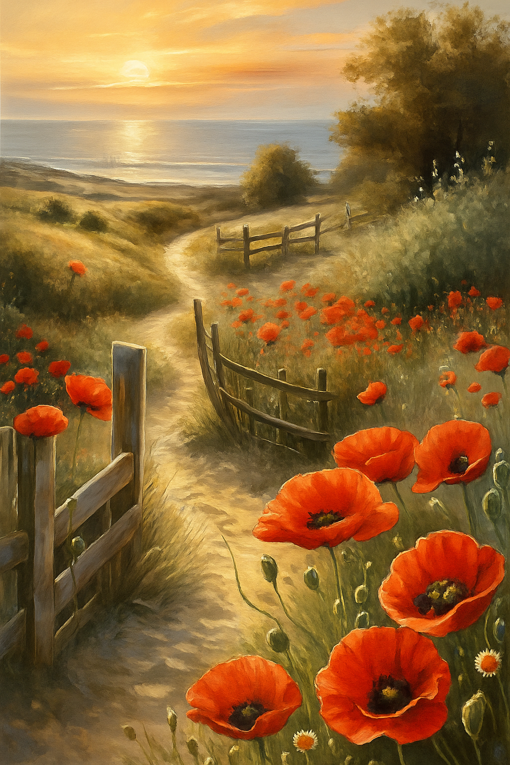 Tapyba pagal skaičius „Saulėlydis aguonų laukuose“