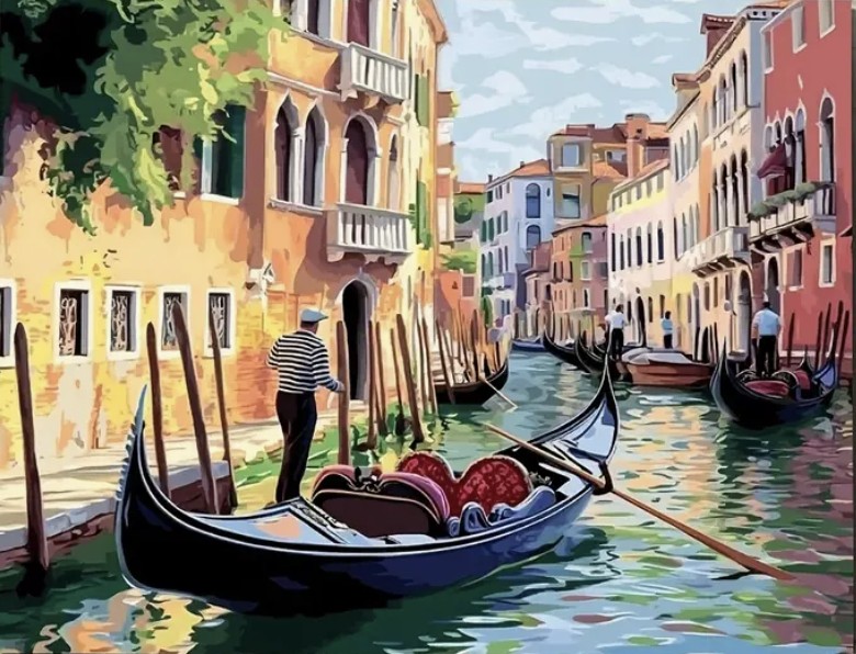 Tapyba pagal skaičius "Venecijos gondola" 
