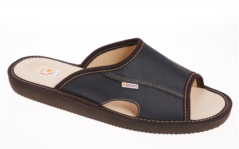 Odinės vyriškos šlepetės "Bosaco" rudos