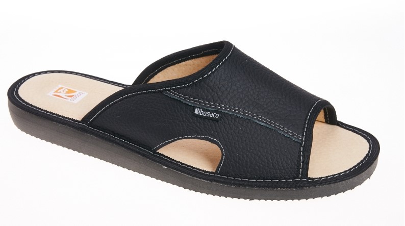 Odinės vyriškos šlepetės "Bosaco" juodos