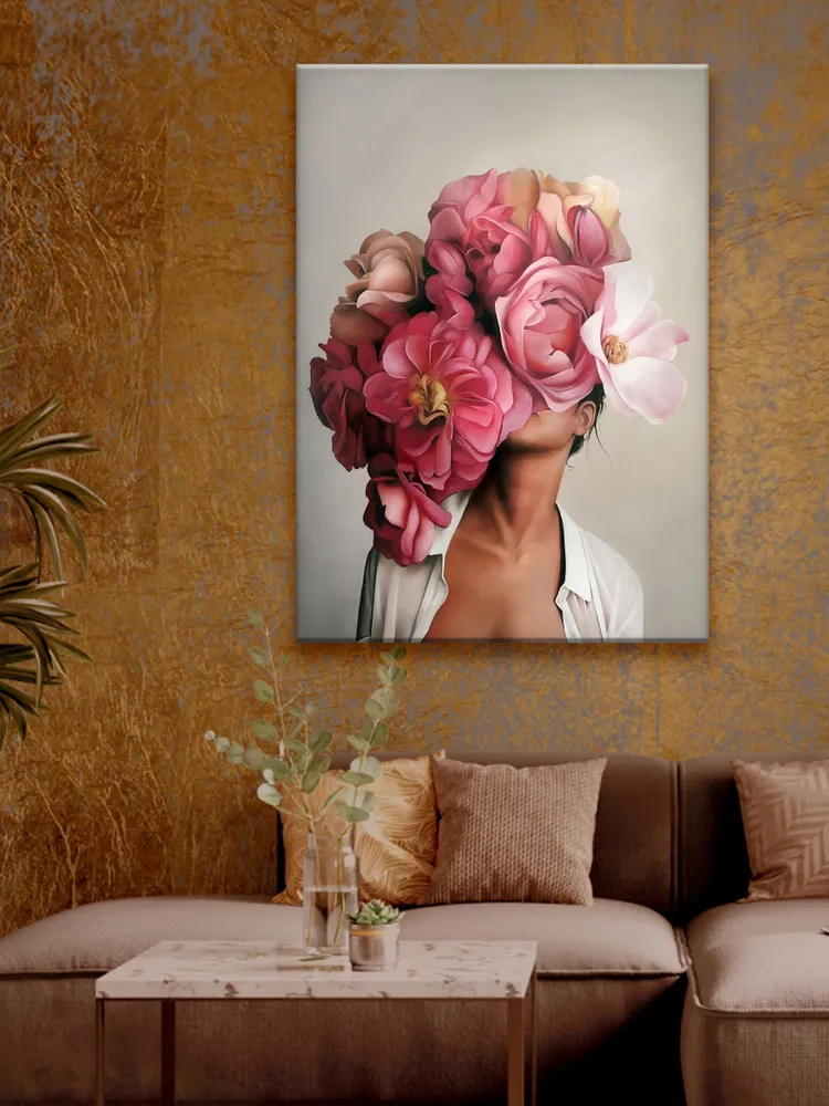 Tapyba pagal skaičius „Moteris su gėlių kauke“