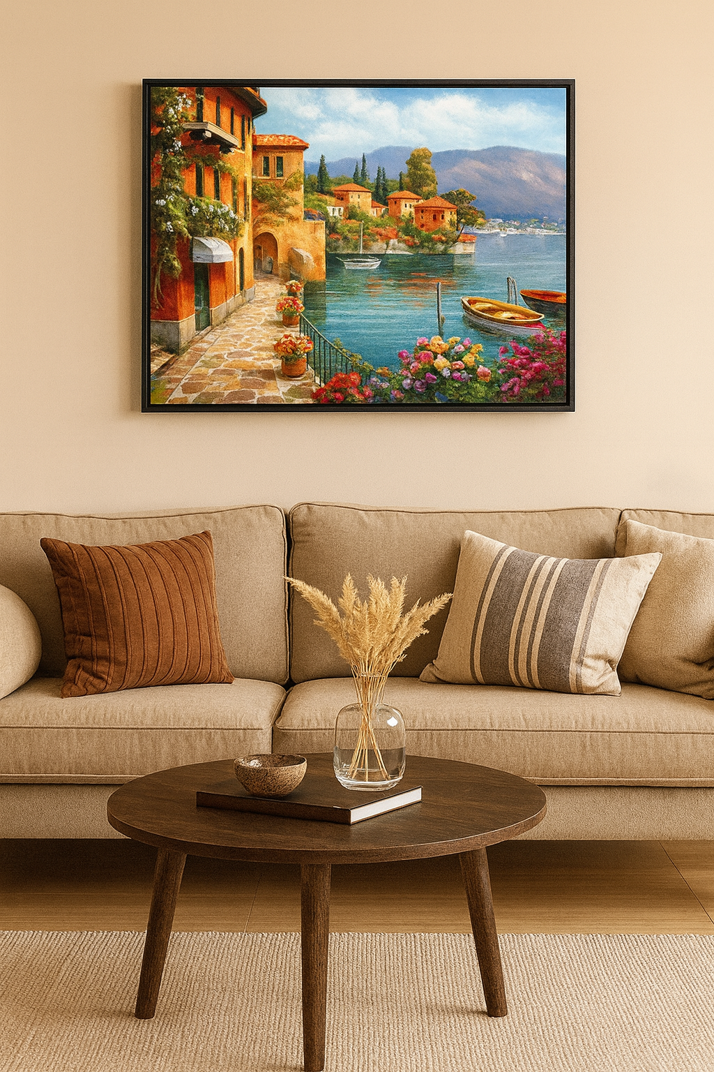 Tapyba pagal skaičius „Itališkas miestelis prie ežero“