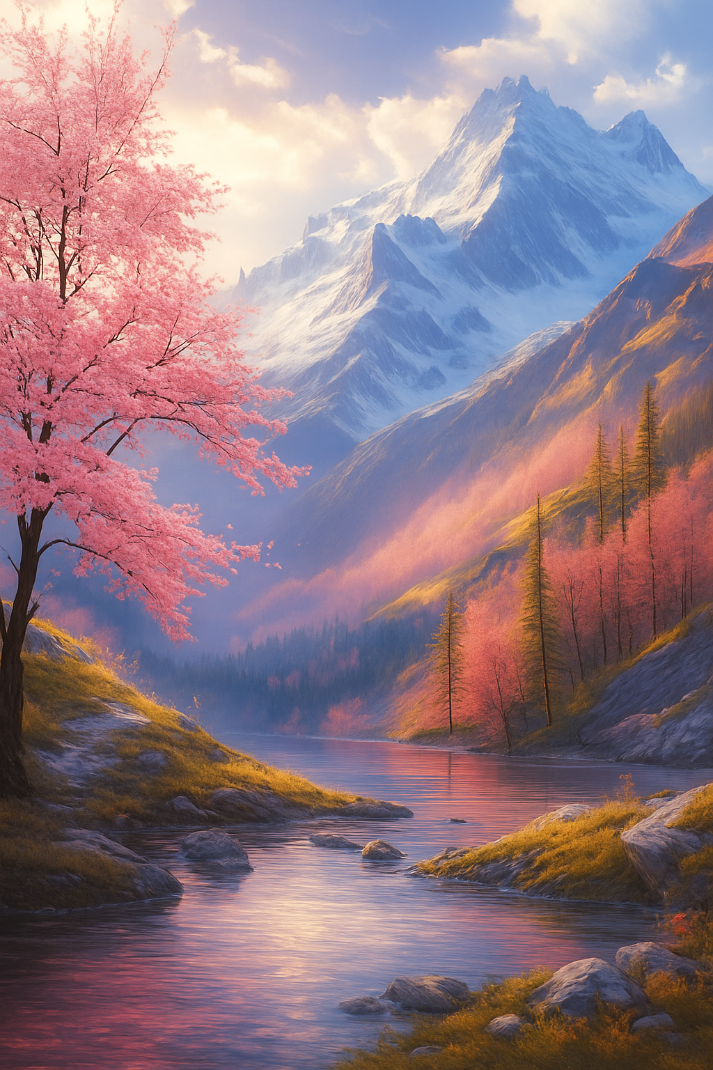 Tapyba pagal skaičius "Kalnų pavasaris" 