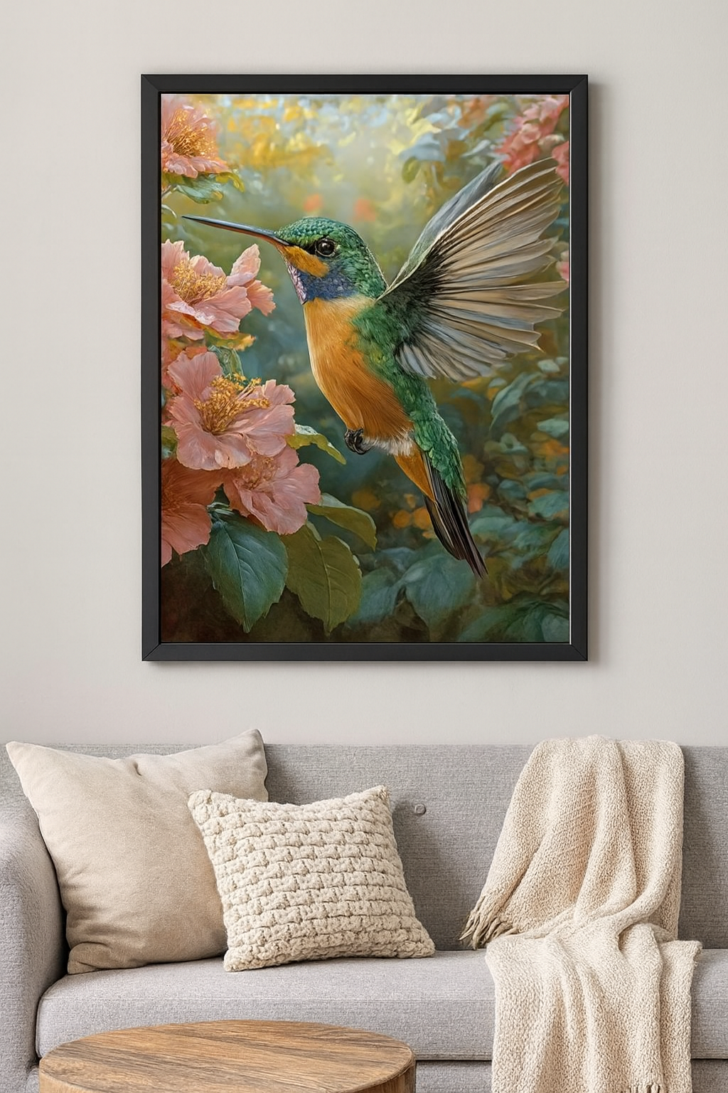 Tapyba pagal skaičius "Kolibris tarp žiedų"