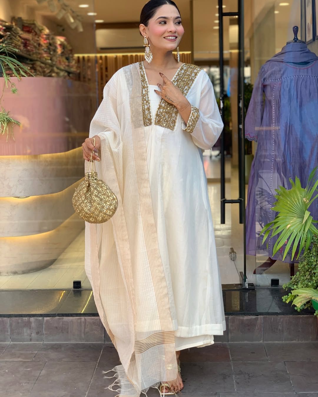 Elegant White Anarkali Suit