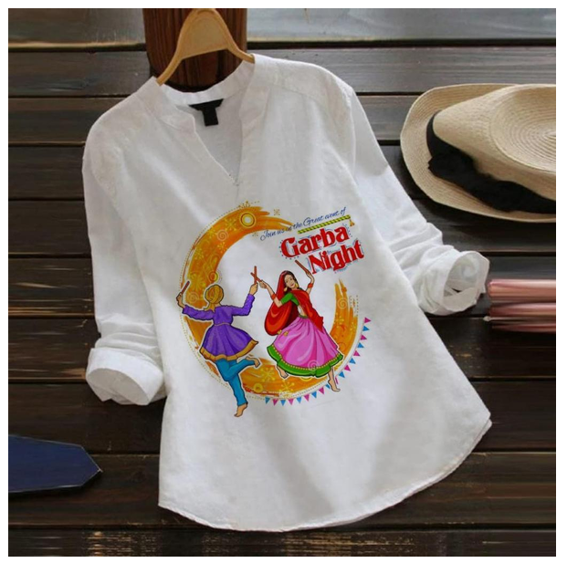Garba Night Printed White Shirt