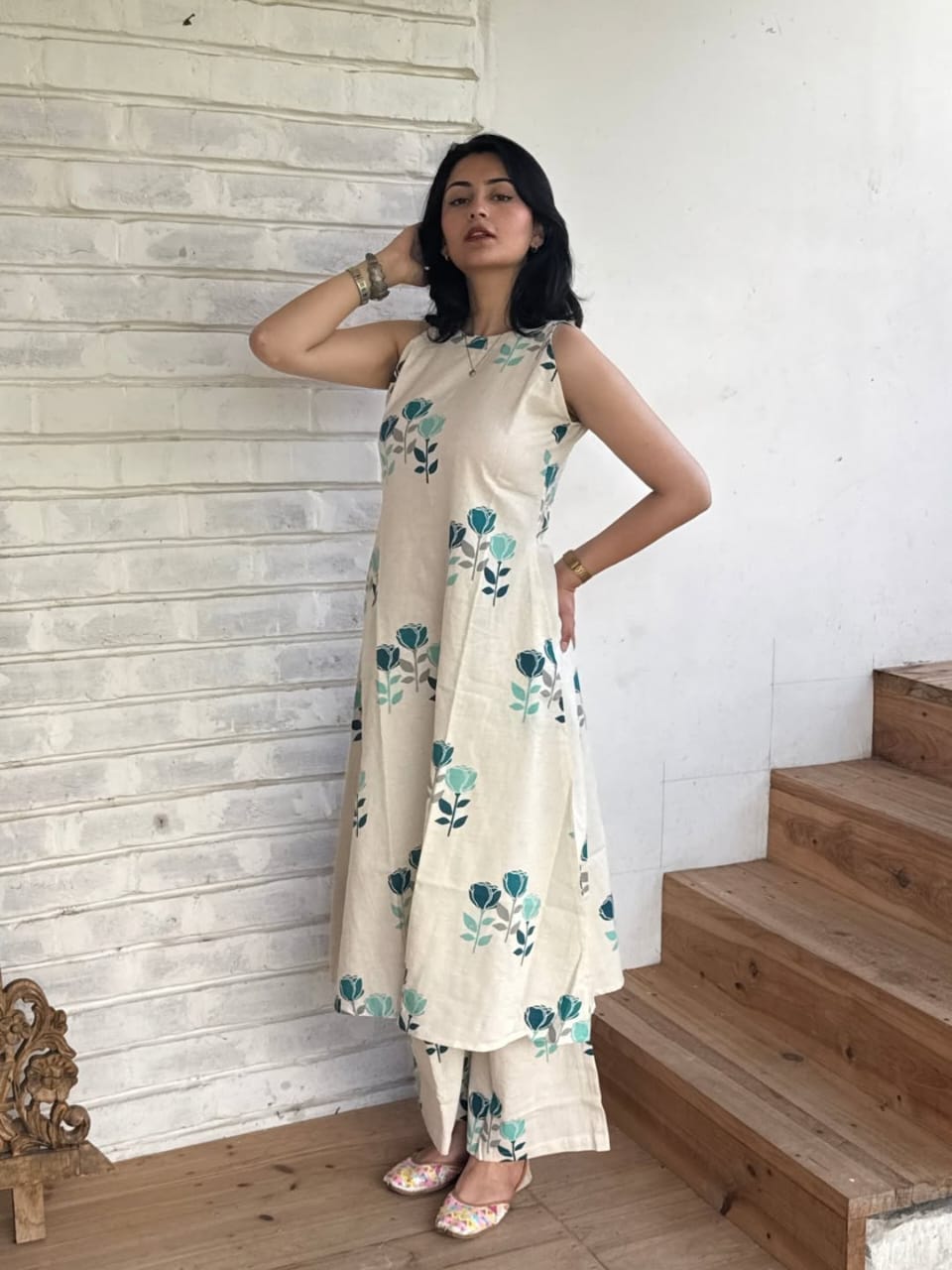Floral Printed Cotton Kurta Set