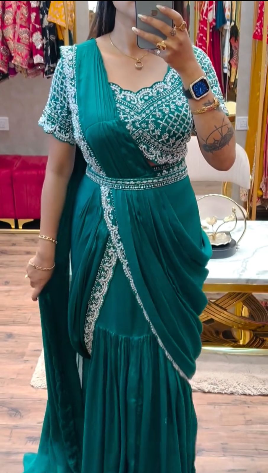 Purple Embroidered Saree