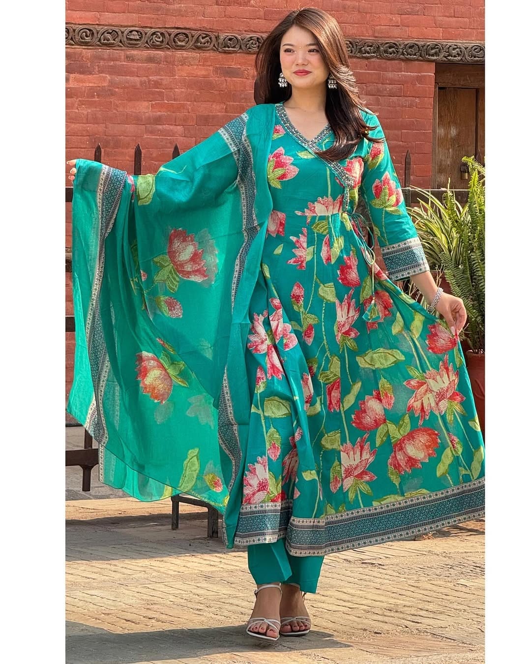 Floral Print Anarkali Suit