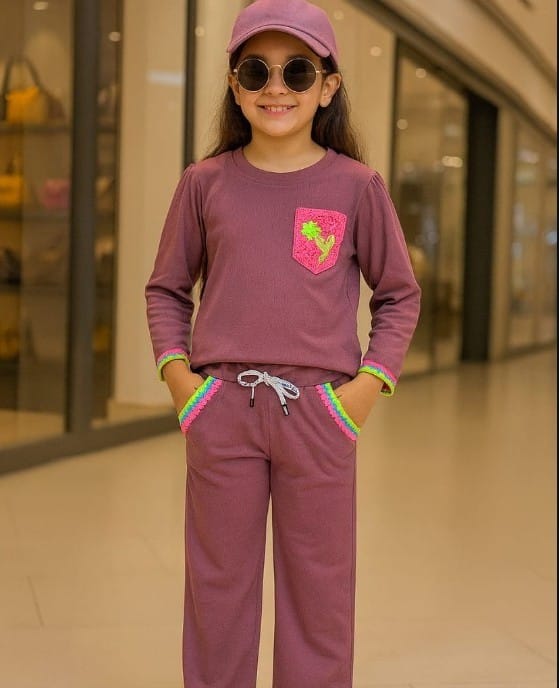 Girls’ Purple Casual Tracksuit