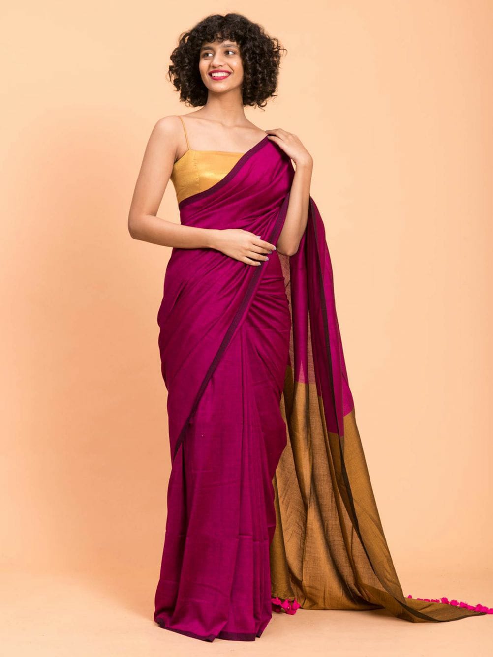 Elegant Magenta Silk Saree