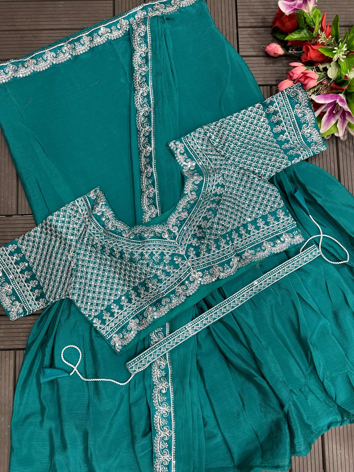 Purple Embroidered Saree