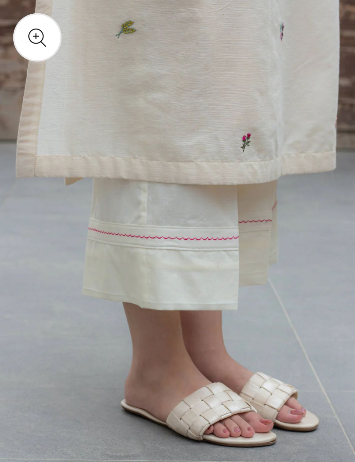 Embroidered Off-White Kurta Set