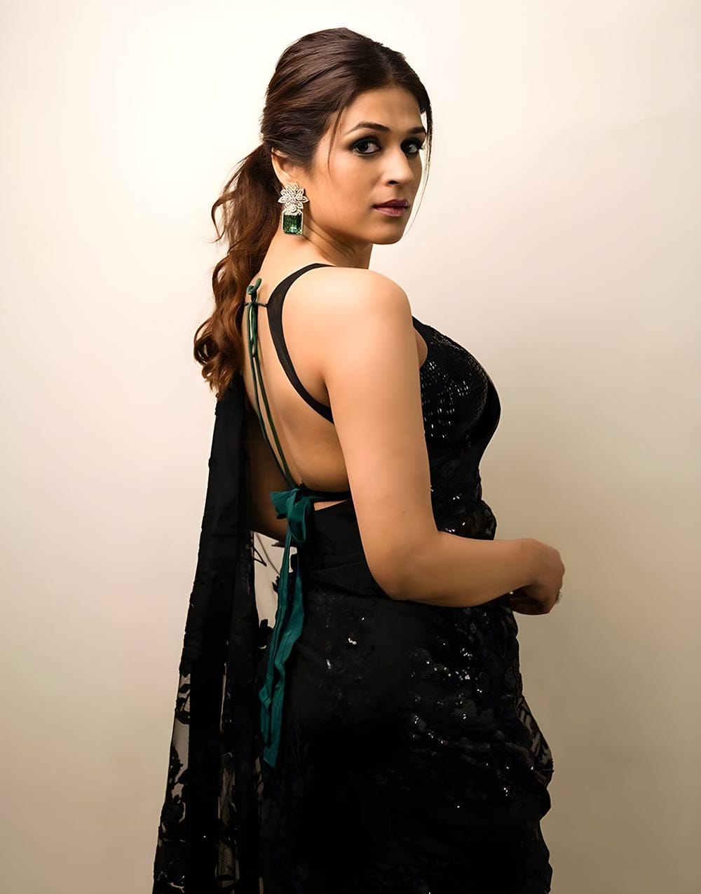 Elegant Black Sequin Saree