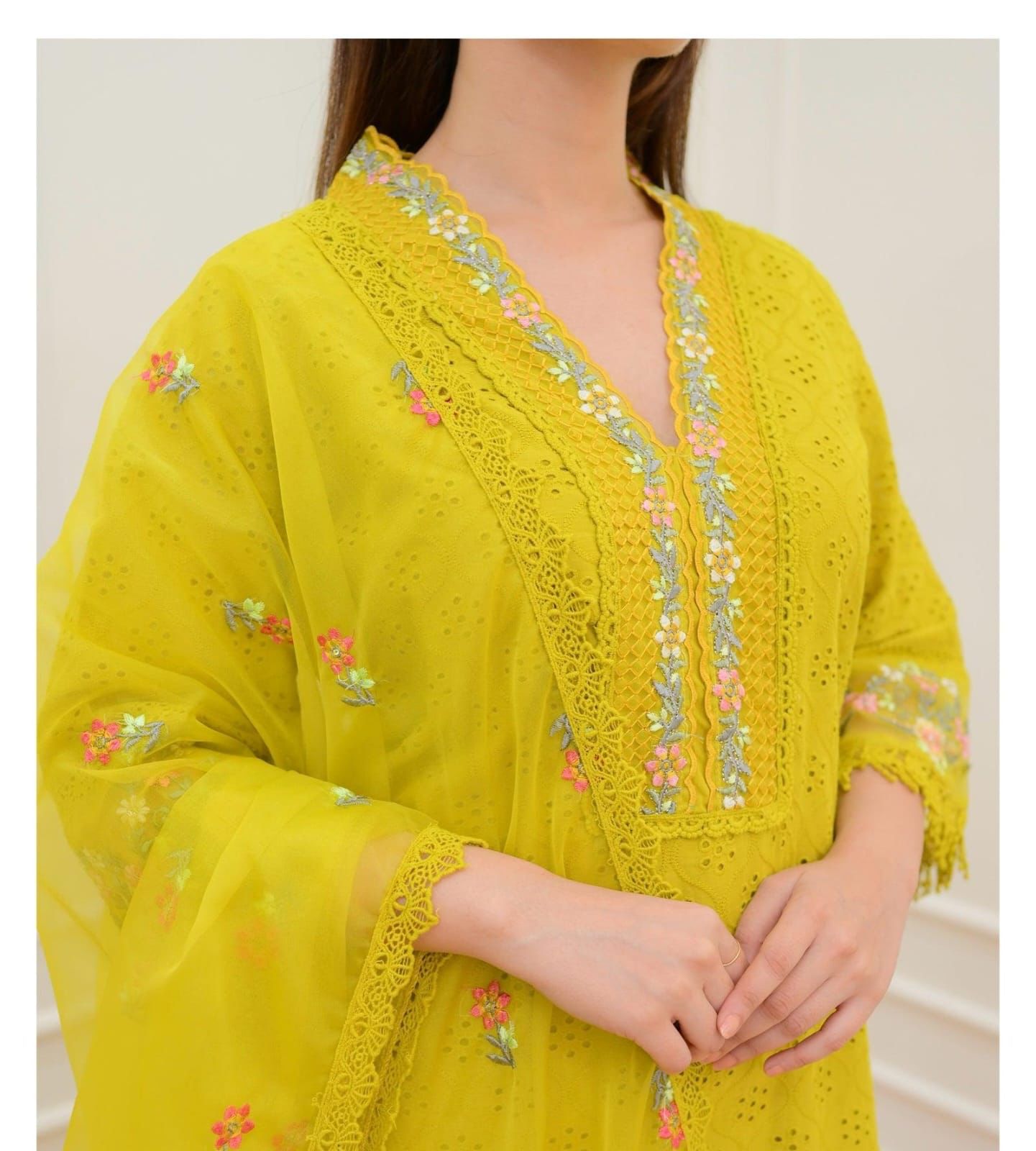 Embroidered Yellow Lawn Dress
