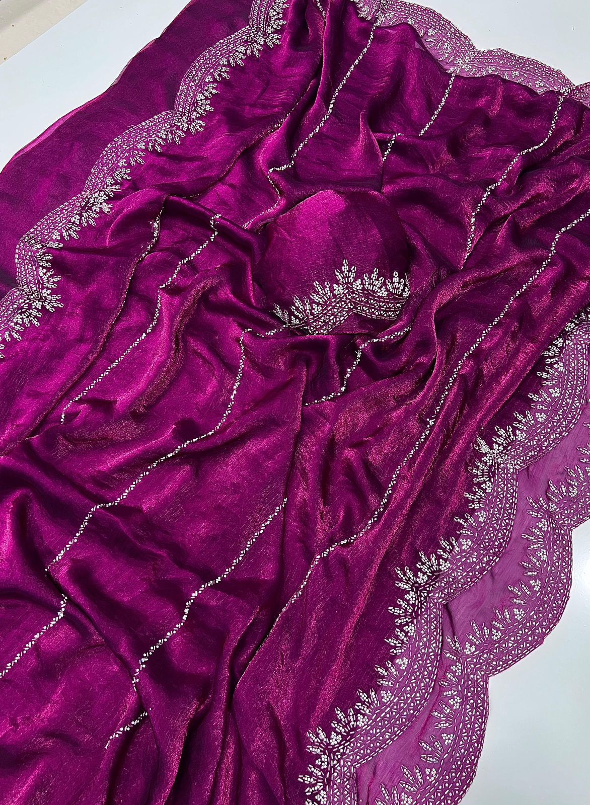 Embroidered Velvet Saree